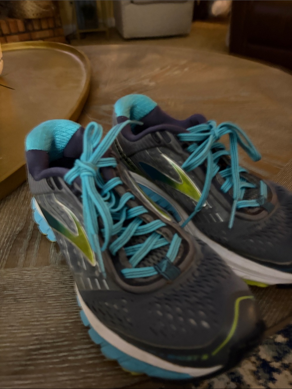 Brooks Women's Running Shoes in Dark Gray with Teal and Lime Accents